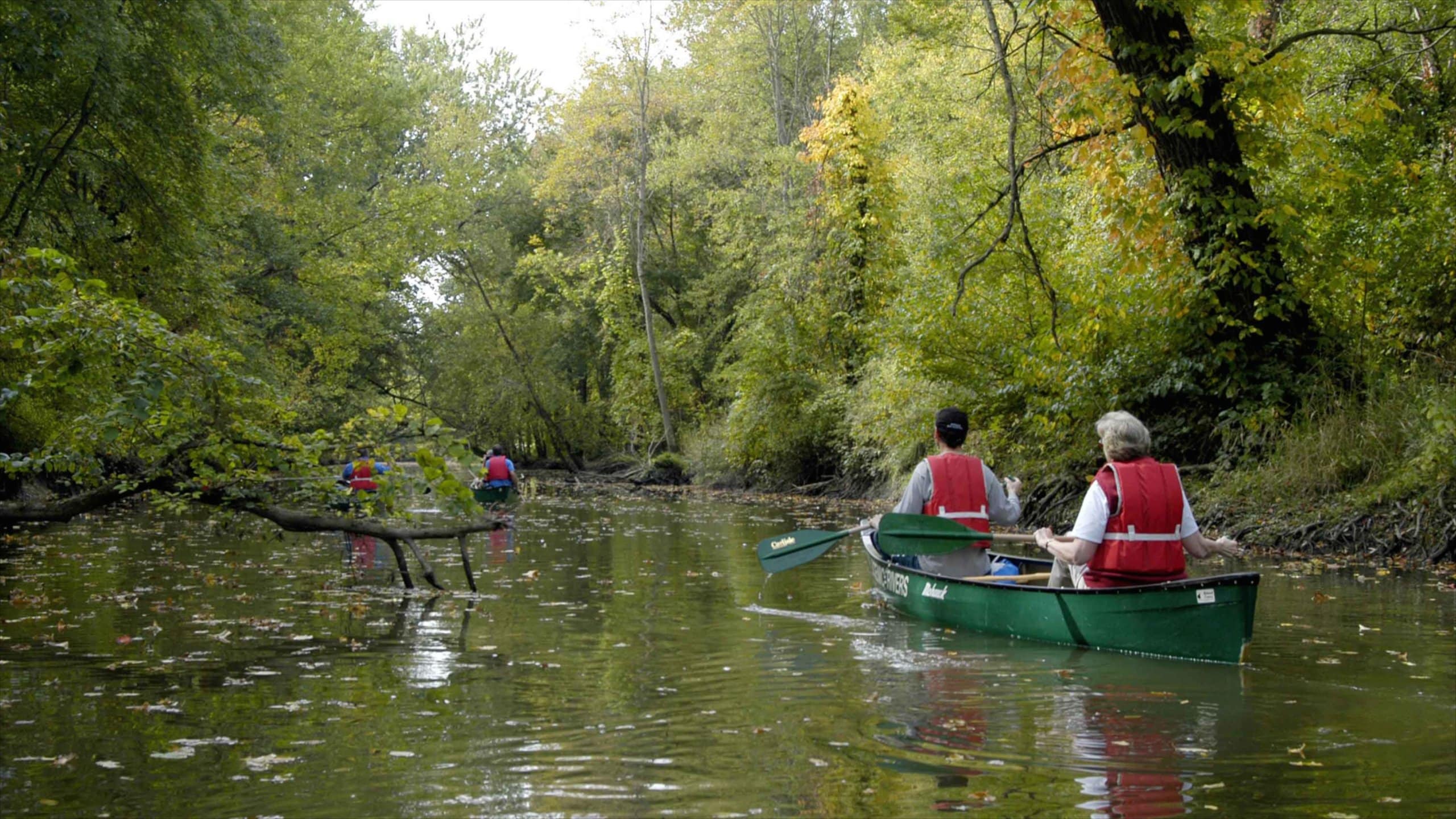 Akron showing landscape views, a lake or waterhole and a river or creek